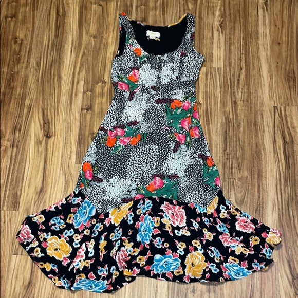 Maeve women’s 2 dress midi maxi black white tank floral mix pattern  Flowy NWOT - Picture 1 of 8